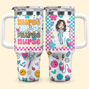 Love Nurse Life Custom Stanley Quencher 40oz Stainless Steel Tumbler With Handle - Threewoofs