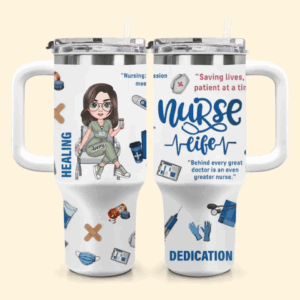Love Nurse Life Custom Stanley Quencher 40oz Stainless Steel Tumbler With Handle - Threewoofs