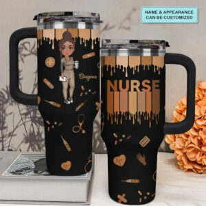 Love Nurse Life Custom Stanley Quencher 40oz Stainless Steel Tumbler With Handle - Threewoofs