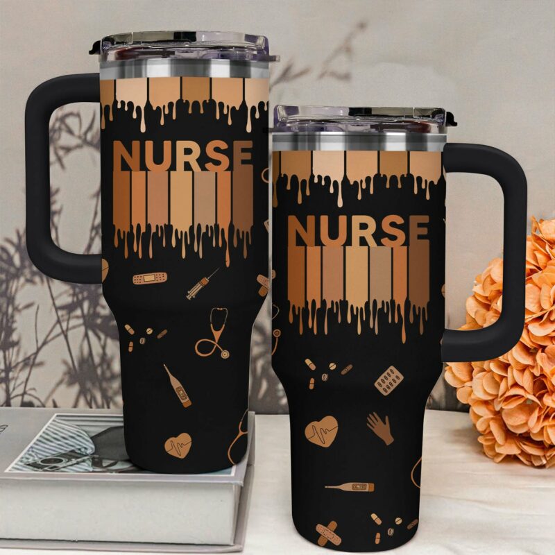 Love Nurse Life Custom Stanley Quencher 40oz Stainless Steel Tumbler With Handle - Threewoofs - Image 2