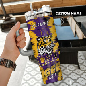 LSU TIGERS NCAA Custom Stanley Quencher 40oz Stainless Steel Tumbler With Handle - Threewoofs