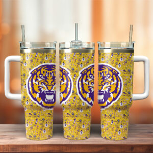 LSU Tigers NCAA Sports Custom Stanley Quencher 40oz Stainless Steel Tumbler With Handle - Threewoofs