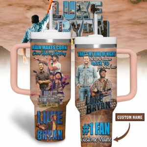 Luke Bryan Music Custom Stanley Quencher 40oz Stainless Steel Tumbler With Handle - Threewoofs