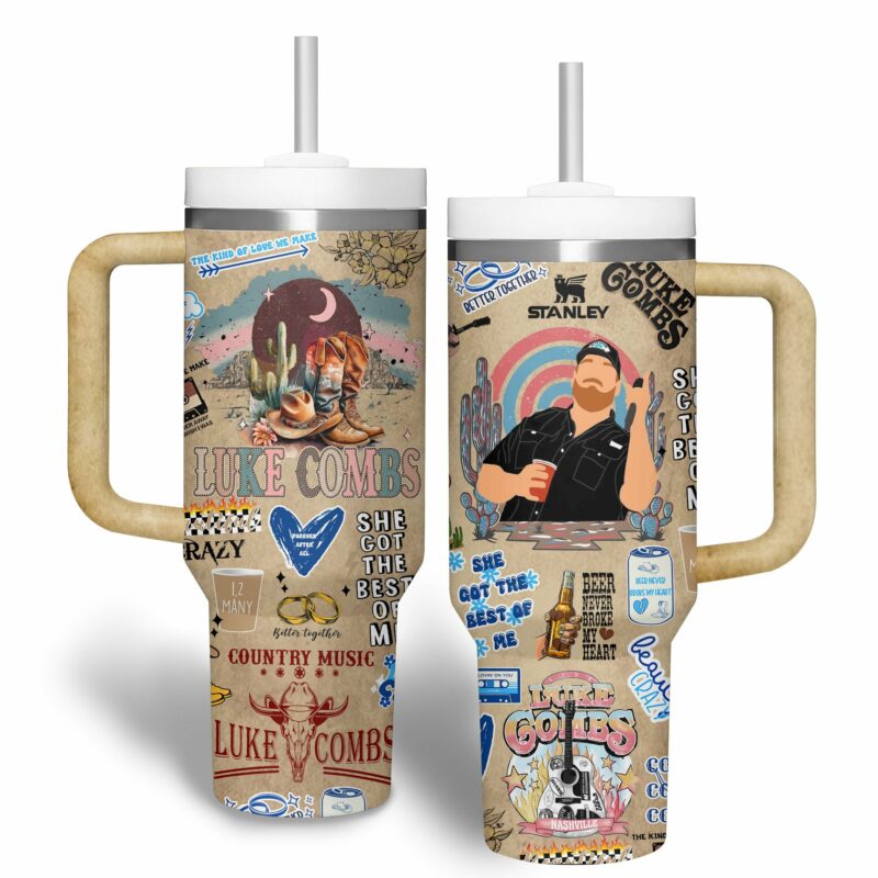 Luke Bryan Music Custom Stanley Quencher 40oz Stainless Steel Tumbler With Handle - Threewoofs - Image 3