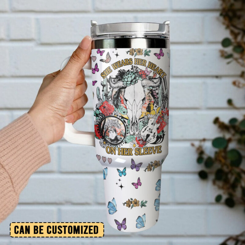 Luke Combs Music Custom Stanley Quencher 40oz Stainless Steel Tumbler With Handle - Threewoofs - Image 3