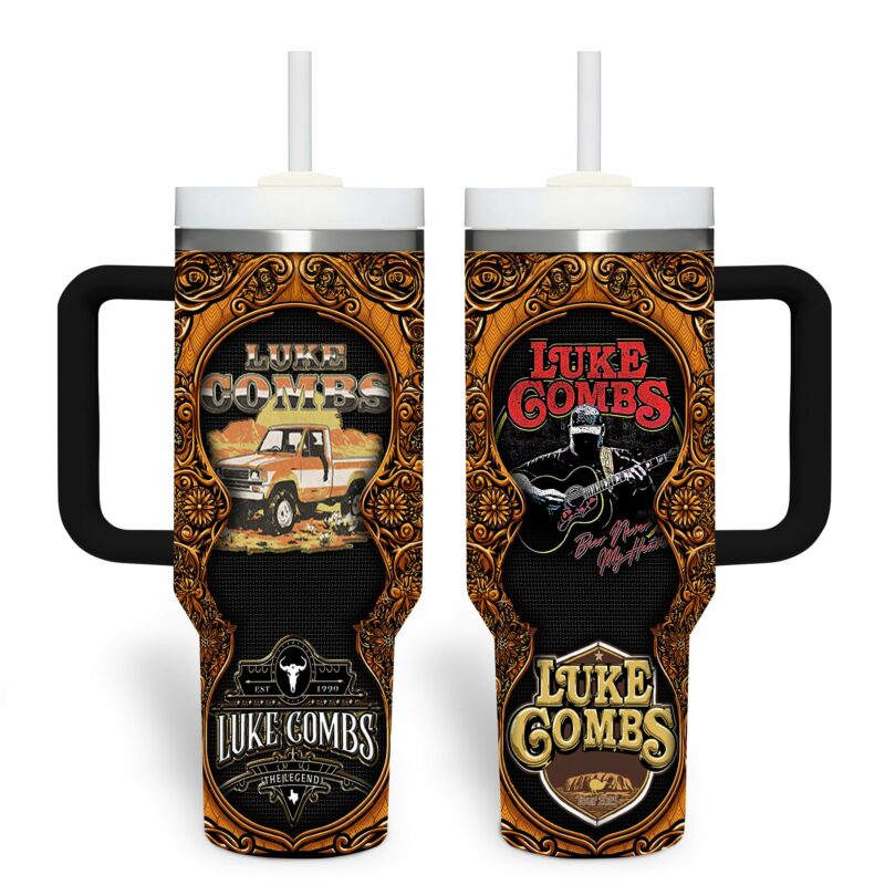 Luke Combs Music Custom Stanley Quencher 40oz Stainless Steel Tumbler With Handle - Threewoofs - Image 3