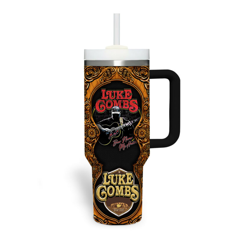 Luke Combs Music Custom Stanley Quencher 40oz Stainless Steel Tumbler With Handle - Threewoofs - Image 4