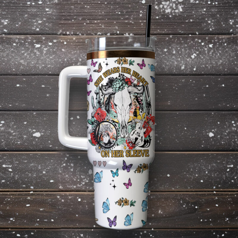Luke Combs Music Custom Stanley Quencher 40oz Stainless Steel Tumbler With Handle - Threewoofs - Image 2
