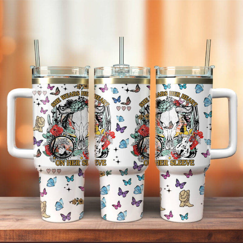 Luke Combs Music Custom Stanley Quencher 40oz Stainless Steel Tumbler With Handle - Threewoofs