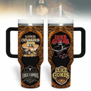 Luke Combs Music Custom Stanley Quencher 40oz Stainless Steel Tumbler With Handle - Threewoofs