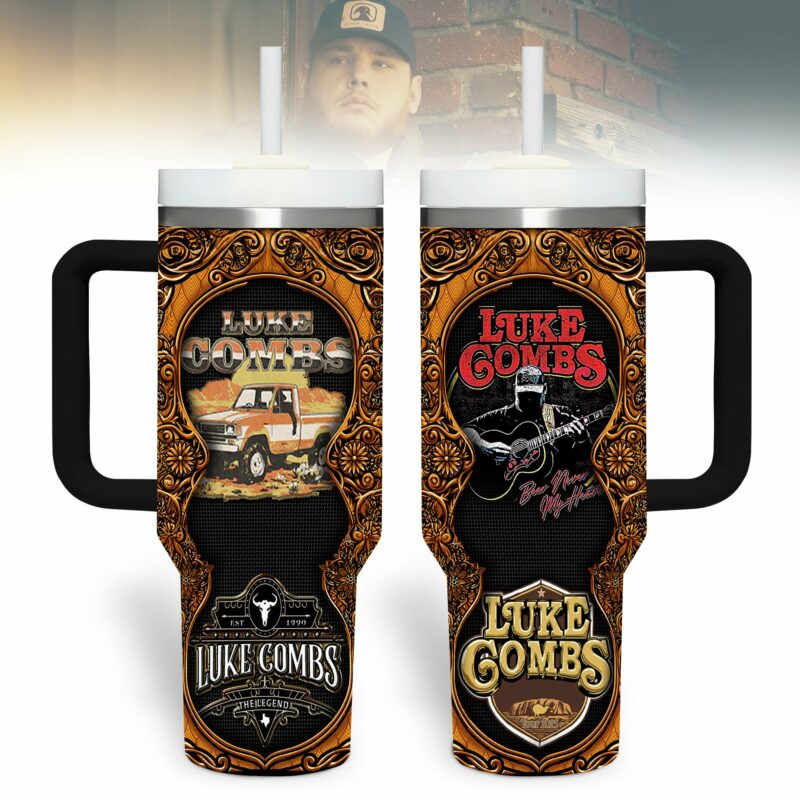 Luke Combs Music Custom Stanley Quencher 40oz Stainless Steel Tumbler With Handle - Threewoofs