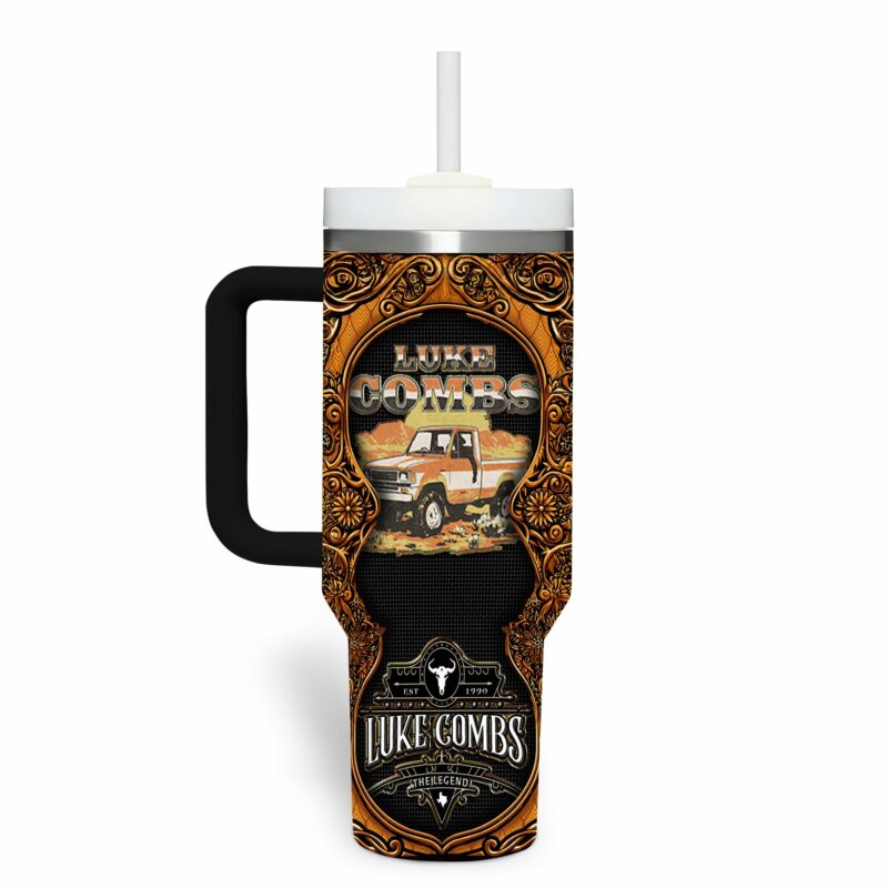 Luke Combs Music Custom Stanley Quencher 40oz Stainless Steel Tumbler With Handle - Threewoofs - Image 2