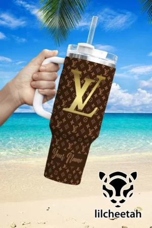 LV Brand Custom Stanley Quencher 40oz Stainless Steel Tumbler With Handle - Threewoofs