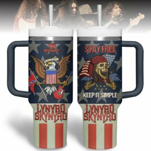 Lynyrd Skynyrd Music Custom Stanley Quencher 40oz Stainless Steel Tumbler With Handle - Threewoofs
