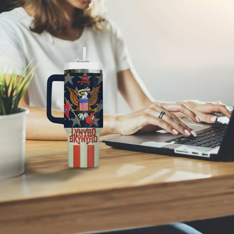 Lynyrd Skynyrd Music Custom Stanley Quencher 40oz Stainless Steel Tumbler With Handle - Threewoofs - Image 2