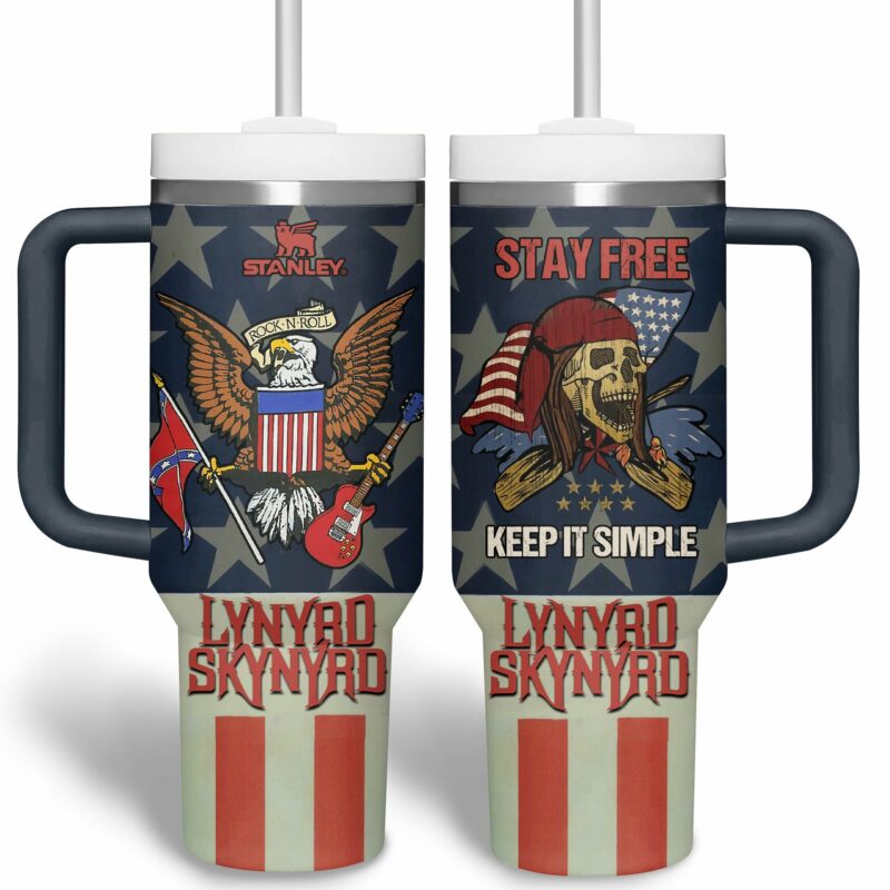 Lynyrd Skynyrd Music Custom Stanley Quencher 40oz Stainless Steel Tumbler With Handle - Threewoofs - Image 3