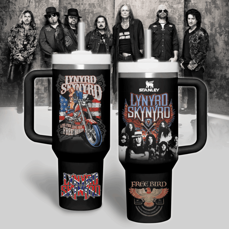 Lynyrd Skynyrd Music Custom Stanley Quencher 40oz Stainless Steel Tumbler With Handle - Threewoofs