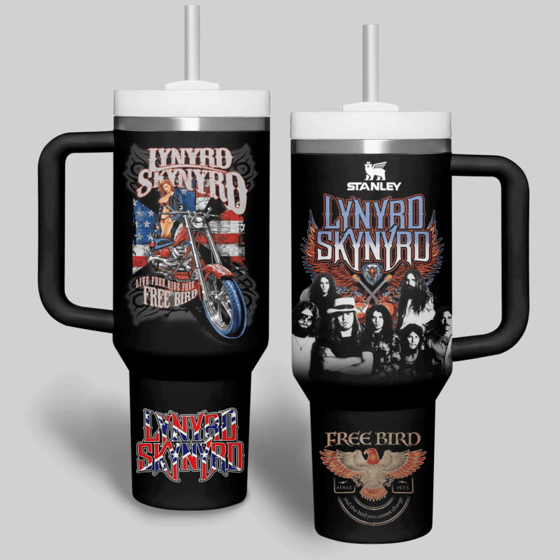Lynyrd Skynyrd Music Custom Stanley Quencher 40oz Stainless Steel Tumbler With Handle - Threewoofs - Image 4