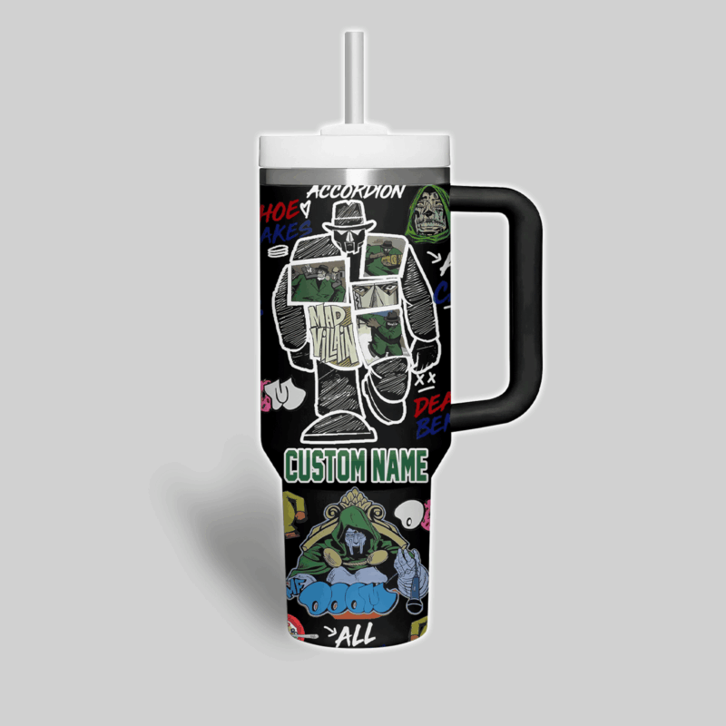 Madvillain Music Custom Stanley Quencher 40oz Stainless Steel Tumbler With Handle - Threewoofs - Image 3