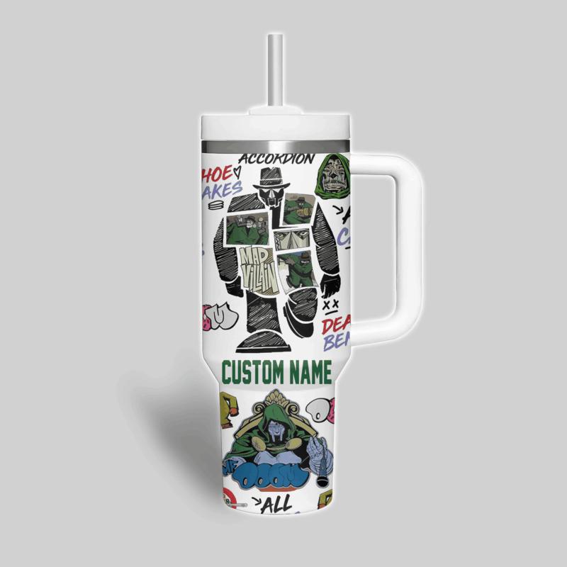 Madvillain Music Custom Stanley Quencher 40oz Stainless Steel Tumbler With Handle - Threewoofs - Image 3