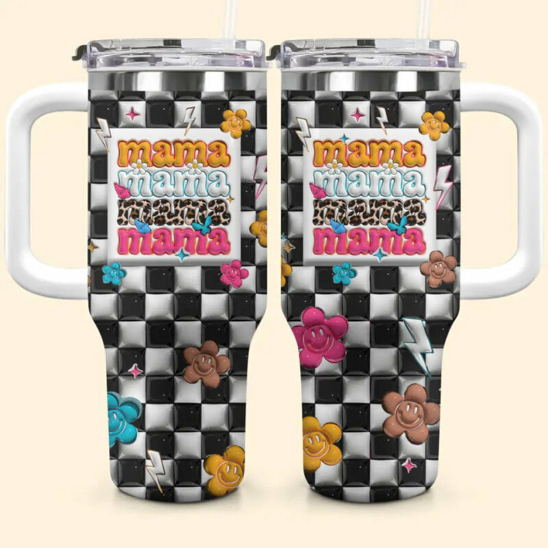 Mama Custom Stanley Quencher 40oz Stainless Steel Tumbler With Handle - Threewoofs