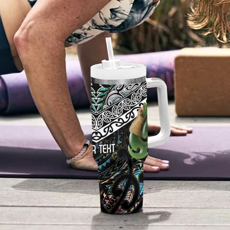 Maori Manaia New Zealand Tribal Hei Matau Papua Shell Custom Stanley Quencher 40oz Stainless Steel Tumbler With Handle - Threewoofs - Image 6