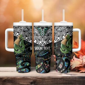 Maori Manaia New Zealand Tribal Hei Matau Papua Shell Custom Stanley Quencher 40oz Stainless Steel Tumbler With Handle - Threewoofs