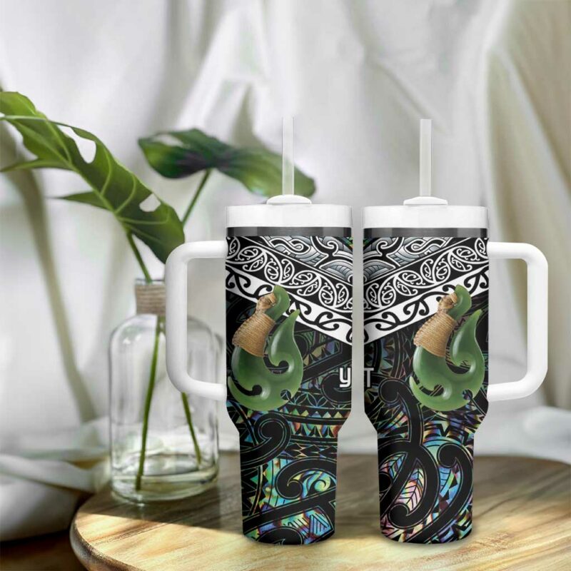 Maori Manaia New Zealand Tribal Hei Matau Papua Shell Custom Stanley Quencher 40oz Stainless Steel Tumbler With Handle - Threewoofs - Image 9