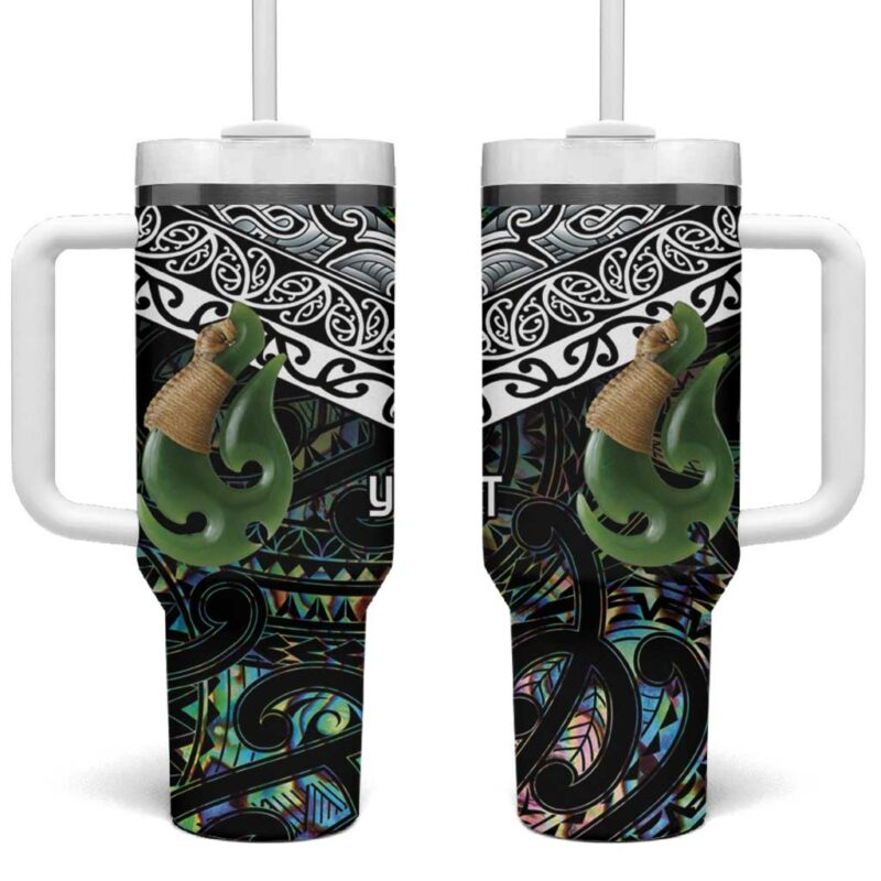 Maori Manaia New Zealand Tribal Hei Matau Papua Shell Custom Stanley Quencher 40oz Stainless Steel Tumbler With Handle - Threewoofs - Image 2