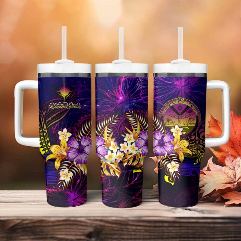 Marshall Islands Custom Stanley Quencher 40oz Stainless Steel Tumbler With Handle - Threewoofs - Image 4