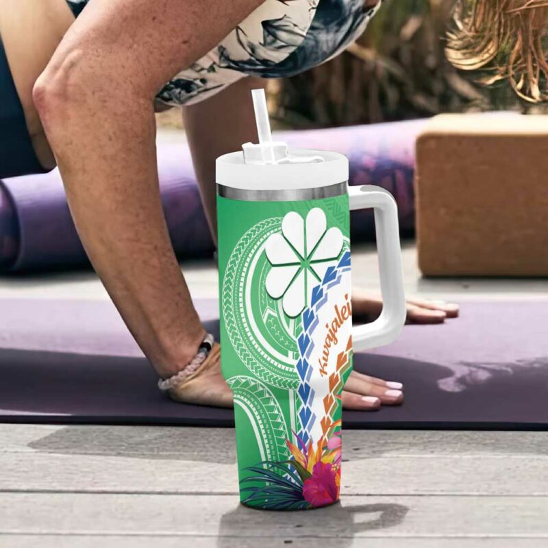 Marshall Islands Kwajalein Atoll Curves Polynesian Mix Tropical Flowers Custom Stanley Quencher 40oz Stainless Steel Tumbler With Handle - Threewoofs - Image 6