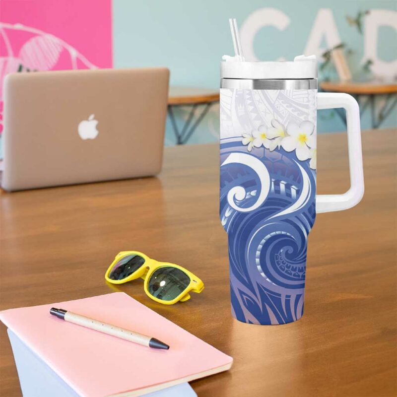 Marshall Islands Manit Day Plumeria and Polynesian Tribal Custom Stanley Quencher 40oz Stainless Steel Tumbler With Handle - Threewoofs - Image 5