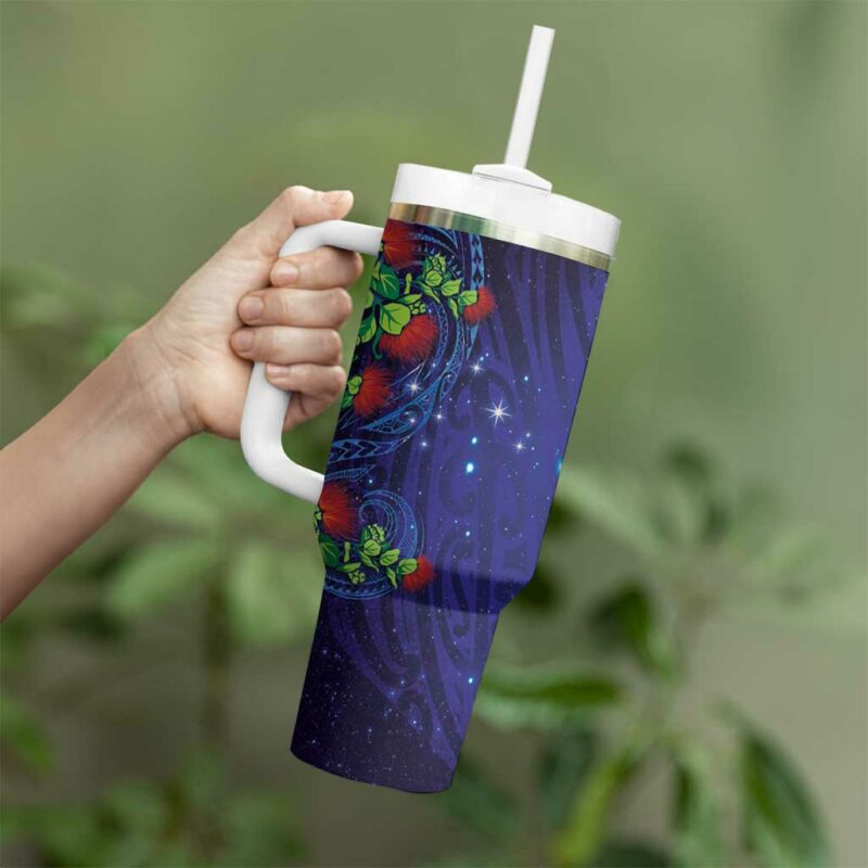 Matariki New Zealand Maori and Pohutukawa Custom Stanley Quencher 40oz Stainless Steel Tumbler With Handle - Threewoofs - Image 3