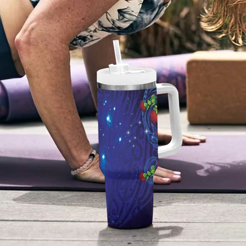 Matariki New Zealand Maori and Pohutukawa Custom Stanley Quencher 40oz Stainless Steel Tumbler With Handle - Threewoofs - Image 6