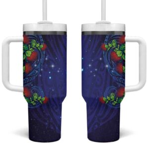 Matariki New Zealand Maori and Pohutukawa Custom Stanley Quencher 40oz Stainless Steel Tumbler With Handle - Threewoofs