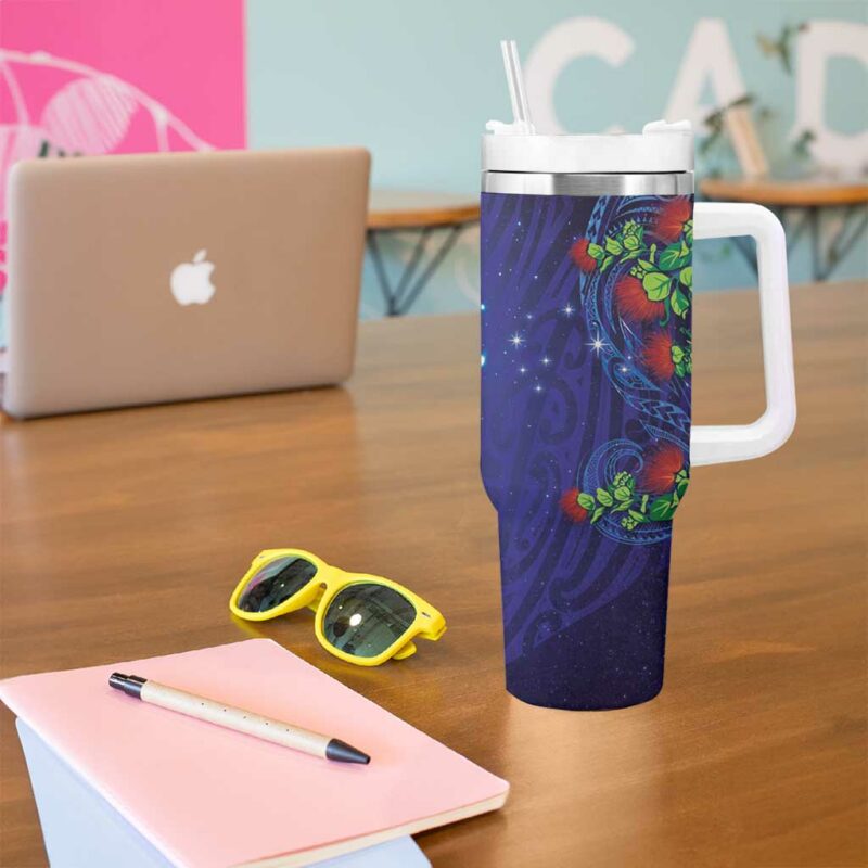 Matariki New Zealand Maori and Pohutukawa Custom Stanley Quencher 40oz Stainless Steel Tumbler With Handle - Threewoofs - Image 5
