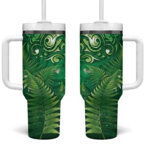 Matariki New Zealand Maori Silver Fern Custom Stanley Quencher 40oz Stainless Steel Tumbler With Handle - Threewoofs
