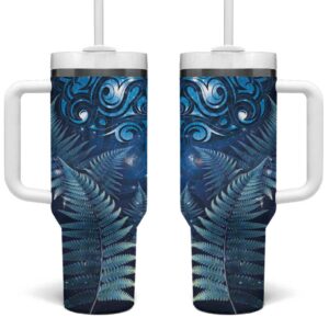 Matariki New Zealand Maori Silver Fern Custom Stanley Quencher 40oz Stainless Steel Tumbler With Handle - Threewoofs