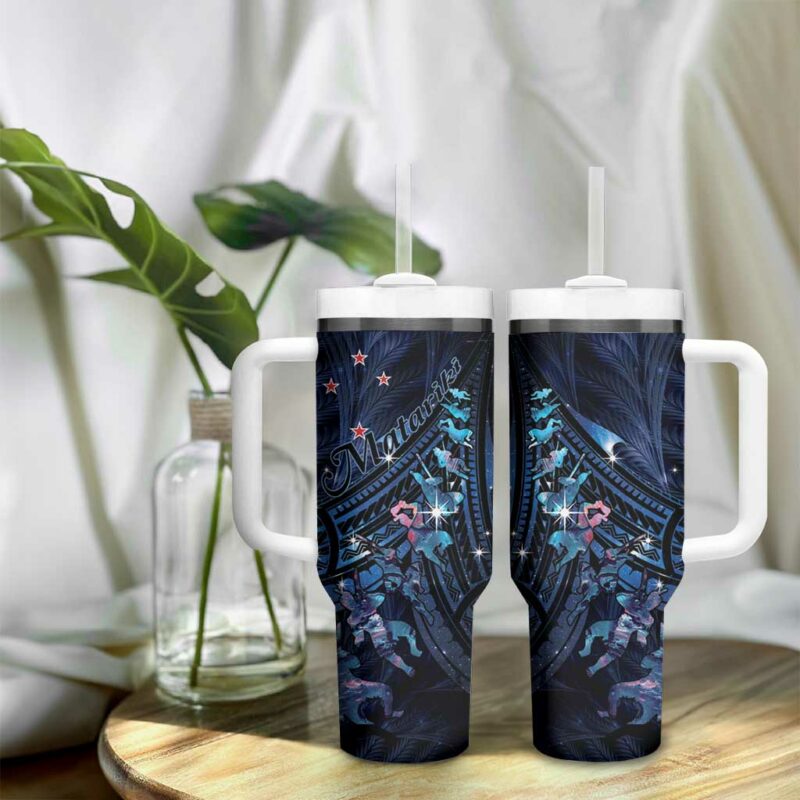 Matariki Paua Shell New Zealand Haka Dance At The Starry Night Custom Stanley Quencher 40oz Stainless Steel Tumbler With Handle - Threewoofs - Image 9