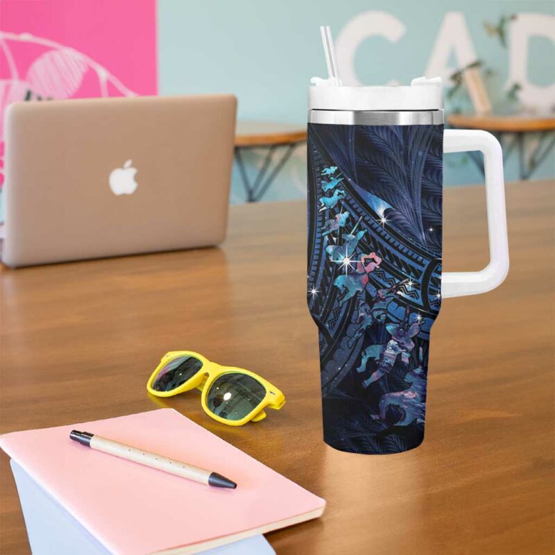 Matariki Paua Shell New Zealand Haka Dance At The Starry Night Custom Stanley Quencher 40oz Stainless Steel Tumbler With Handle - Threewoofs - Image 5