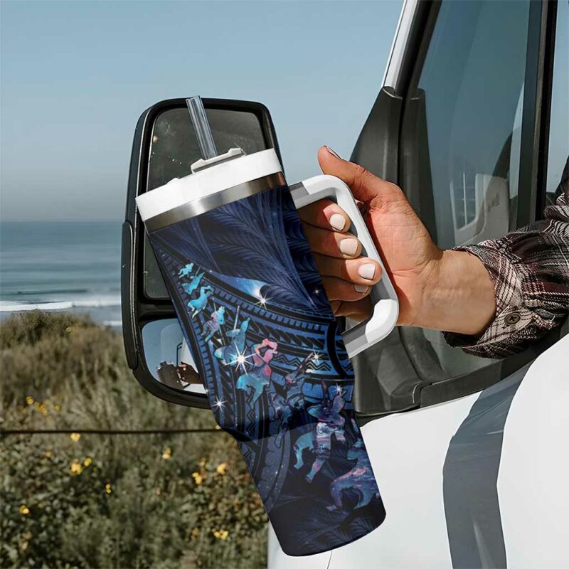 Matariki Paua Shell New Zealand Haka Dance At The Starry Night Custom Stanley Quencher 40oz Stainless Steel Tumbler With Handle - Threewoofs - Image 7