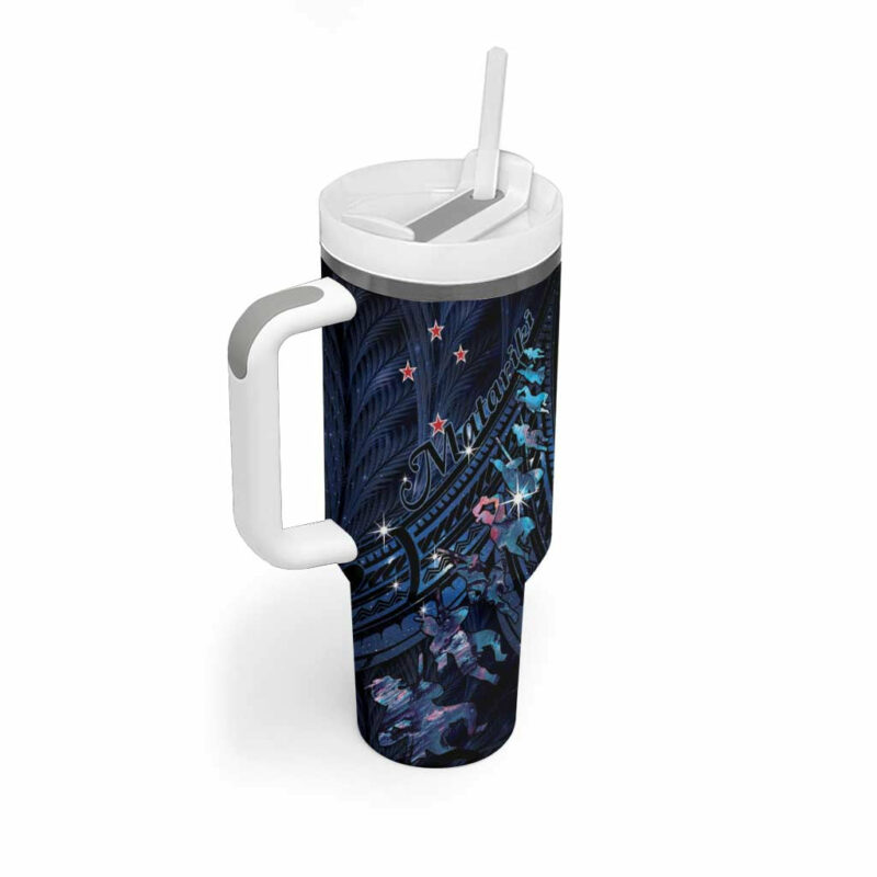 Matariki Paua Shell New Zealand Haka Dance At The Starry Night Custom Stanley Quencher 40oz Stainless Steel Tumbler With Handle - Threewoofs - Image 2