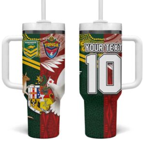 Mate Ma‚Äôa Tonga and Australia Kangaroo Nation Seal Custom Stanley Quencher 40oz Stainless Steel Tumbler With Handle - Threewoofs