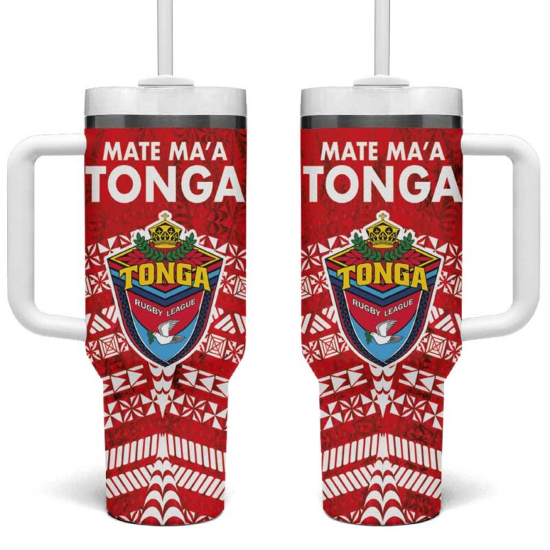 Mate Ma‚Äôa Tonga Double White Dove and Kupesi Ngatu Art Tattoo Custom Stanley Quencher 40oz Stainless Steel Tumbler With Handle - Threewoofs