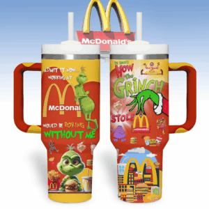 McDonald‚Äôs Grinch Food Custom Stanley Quencher 40oz Stainless Steel Tumbler With Handle - Threewoofs