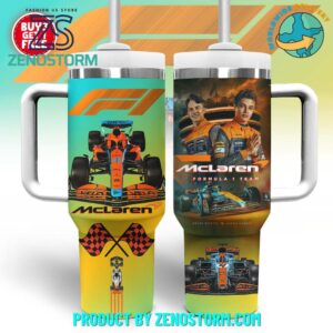 Mclaren Formula 1 Team Custom Stanley Quencher 40oz Stainless Steel Tumbler With Handle - Threewoofs