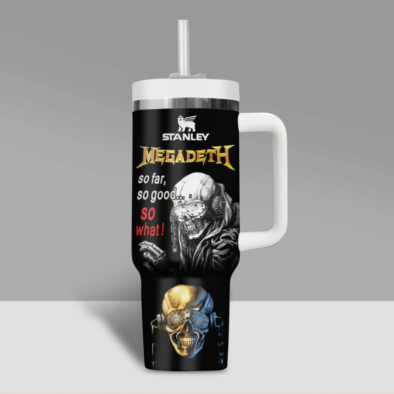 Megadeth Band Music Custom Stanley Quencher 40oz Stainless Steel Tumbler With Handle - Threewoofs - Image 3
