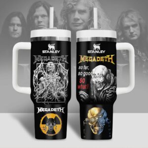 Megadeth Band Music Custom Stanley Quencher 40oz Stainless Steel Tumbler With Handle - Threewoofs