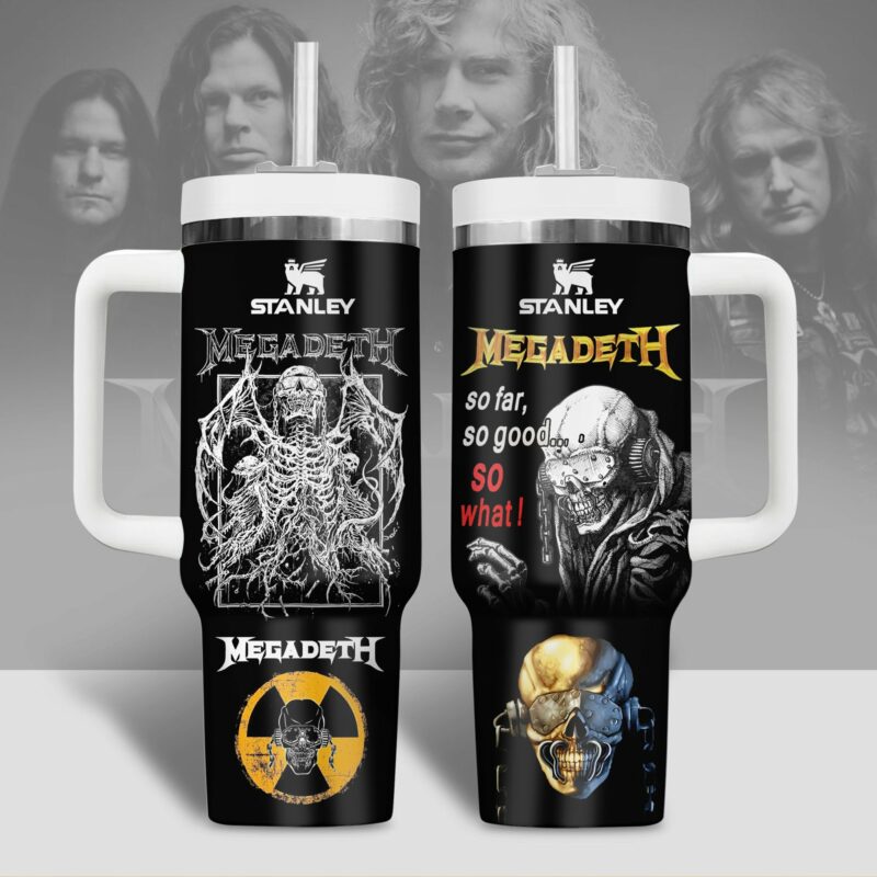Megadeth Band Music Custom Stanley Quencher 40oz Stainless Steel Tumbler With Handle - Threewoofs