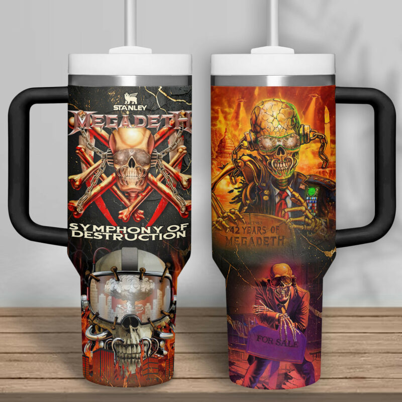 Megadeth Music Custom Stanley Quencher 40oz Stainless Steel Tumbler With Handle - Threewoofs - Image 3
